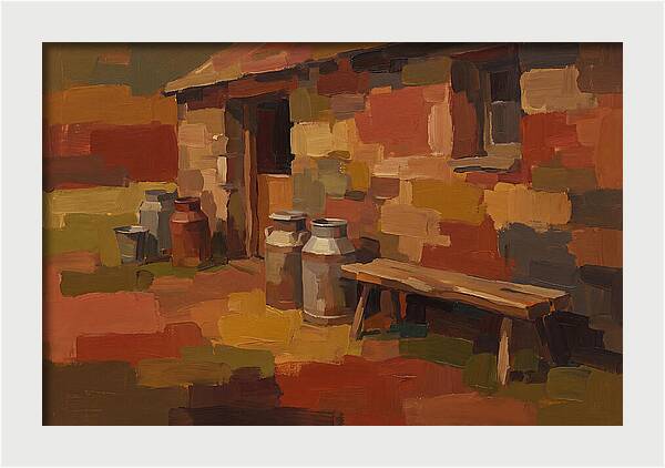 Stone Dairy With Milk Pails