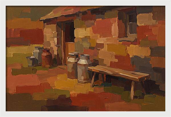 Stone Dairy With Milk Pails