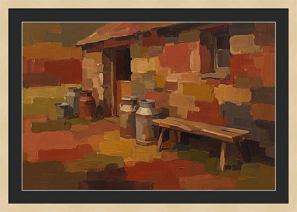Stone Dairy With Milk Pails