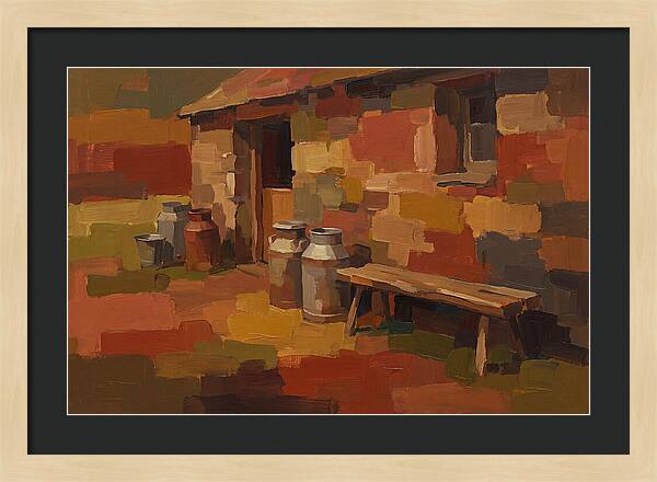 Stone Dairy With Milk Pails