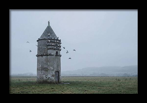 Stone Dovecote Tower In Misty Landscape