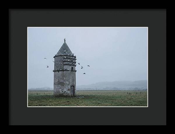 Stone Dovecote Tower In Misty Landscape