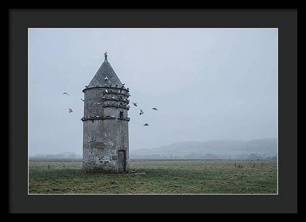 Stone Dovecote Tower In Misty Landscape