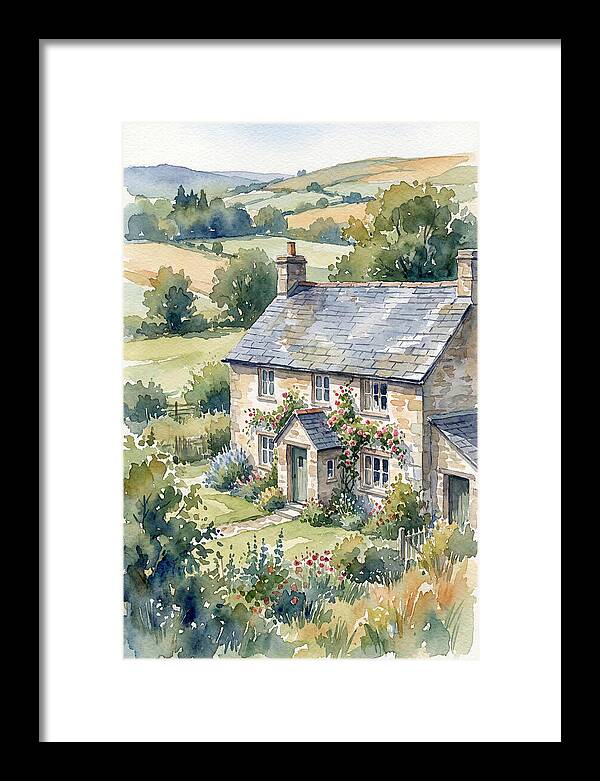 Stone Farmhouse In Watercolor