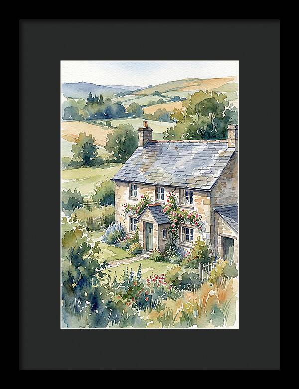 Stone Farmhouse In Watercolor
