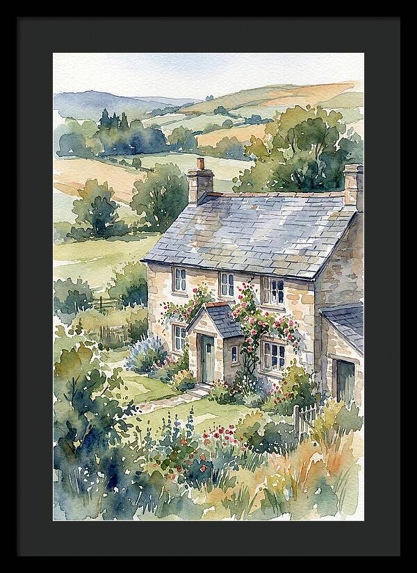 Stone Farmhouse In Watercolor