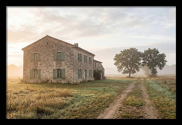 Stone Farmhouse With Green Shutters
