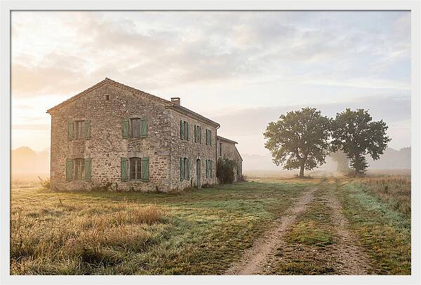 Stone Farmhouse With Green Shutters