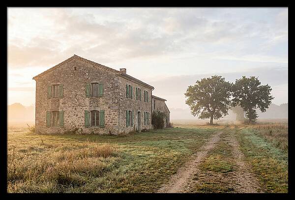 Stone Farmhouse With Green Shutters