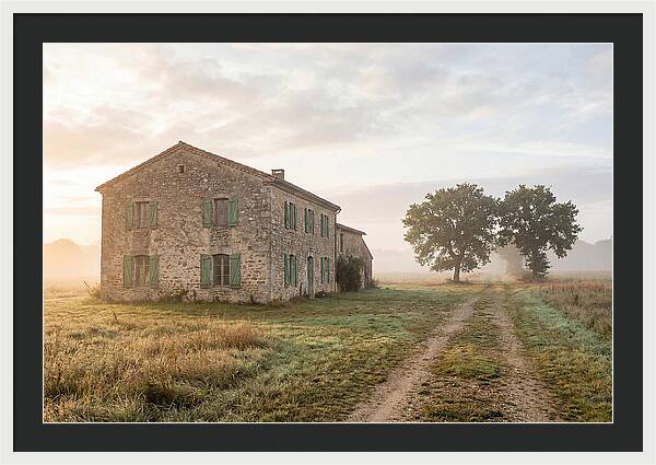 Stone Farmhouse With Green Shutters