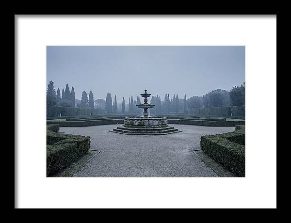 Stone Fountain In Formal Italian Garden