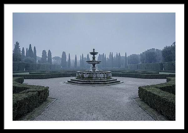 Stone Fountain In Formal Italian Garden