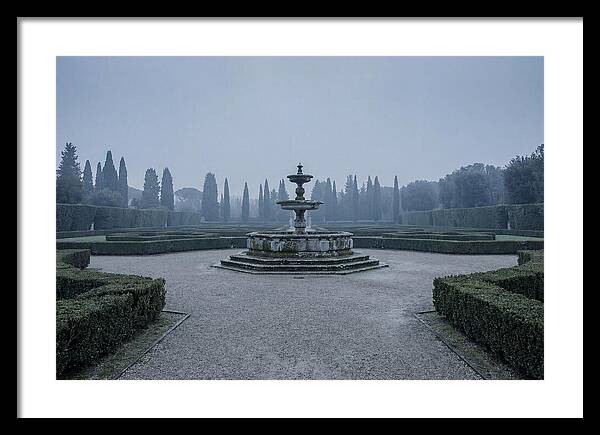 Stone Fountain In Formal Italian Garden