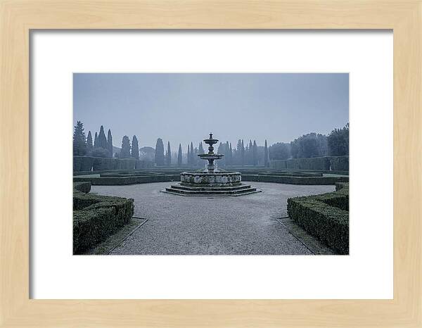 Stone Fountain In Formal Italian Garden