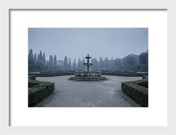 Stone Fountain In Formal Italian Garden