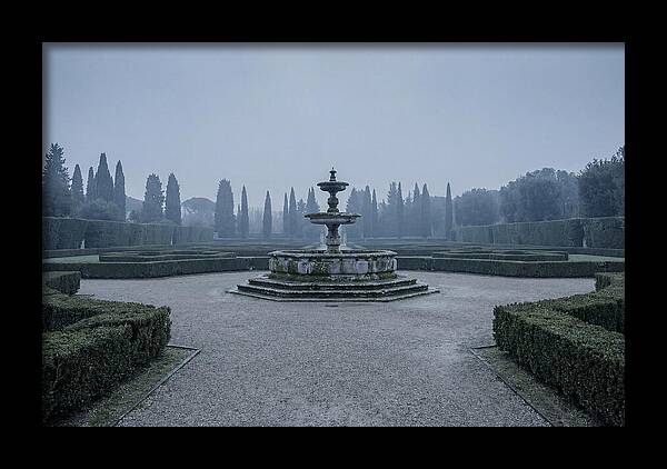 Stone Fountain In Formal Italian Garden
