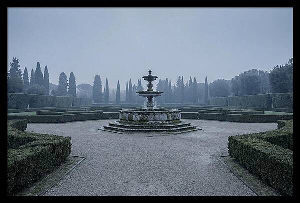 Stone Fountain In Formal Italian Garden