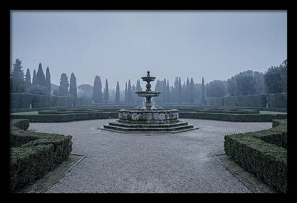 Stone Fountain In Formal Italian Garden