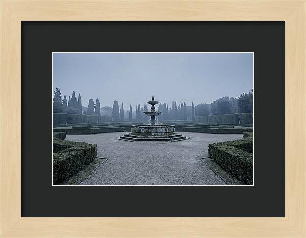 Stone Fountain In Formal Italian Garden
