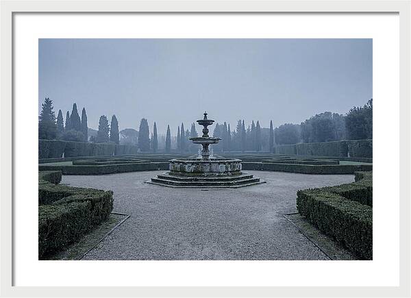 Stone Fountain In Formal Italian Garden