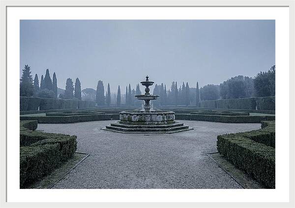 Stone Fountain In Formal Italian Garden