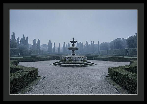 Stone Fountain In Formal Italian Garden
