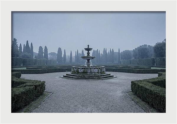 Stone Fountain In Formal Italian Garden
