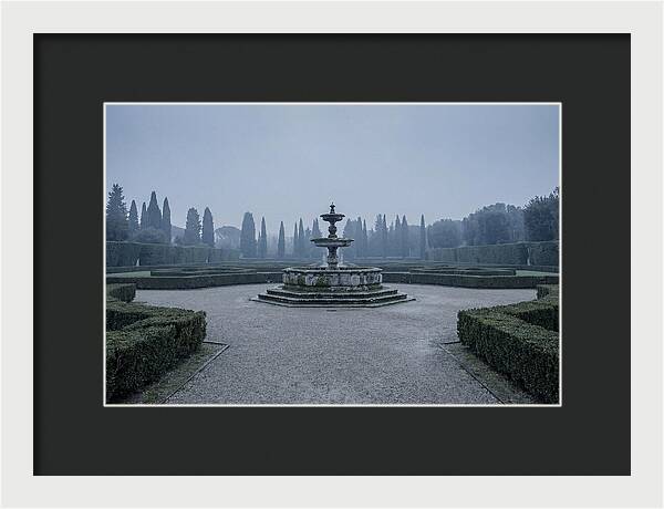 Stone Fountain In Formal Italian Garden
