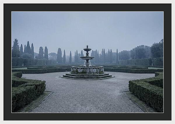 Stone Fountain In Formal Italian Garden