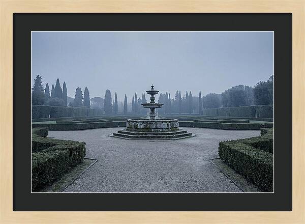 Stone Fountain In Formal Italian Garden