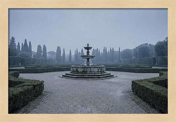 Stone Fountain In Formal Italian Garden