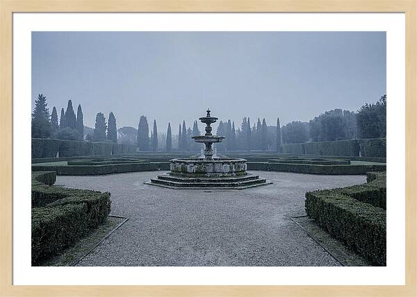 Stone Fountain In Formal Italian Garden