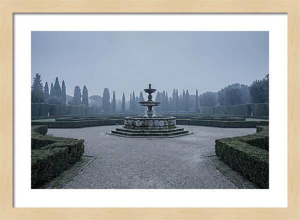 Stone Fountain In Formal Italian Garden