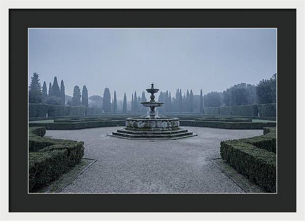Stone Fountain In Formal Italian Garden