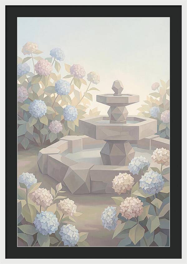 Stone Fountain Surrounded By Blooms