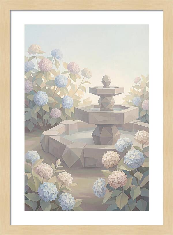 Stone Fountain Surrounded By Blooms