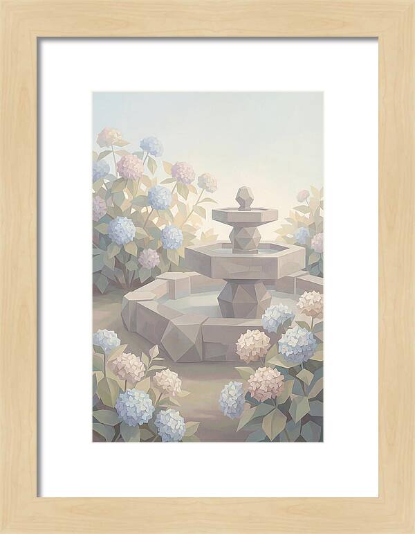 Stone Fountain Surrounded By Blooms