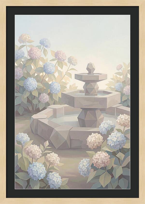 Stone Fountain Surrounded By Blooms