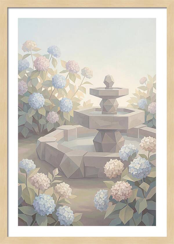 Stone Fountain Surrounded By Blooms