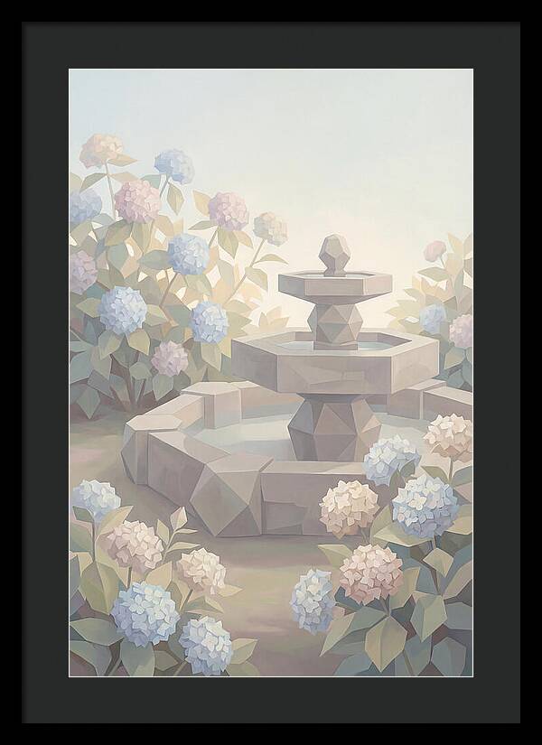 Stone Fountain Surrounded By Blooms
