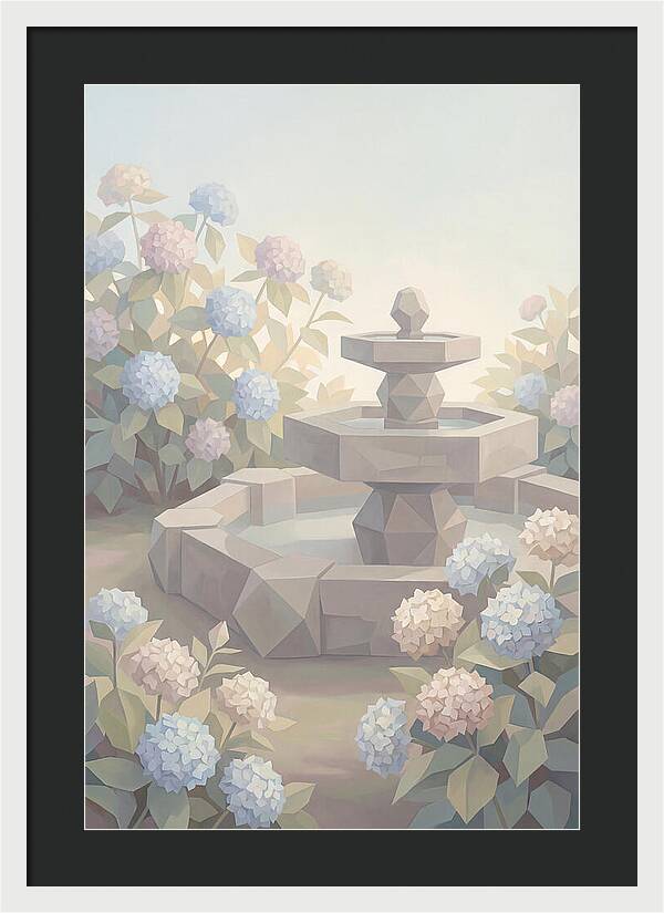 Stone Fountain Surrounded By Blooms
