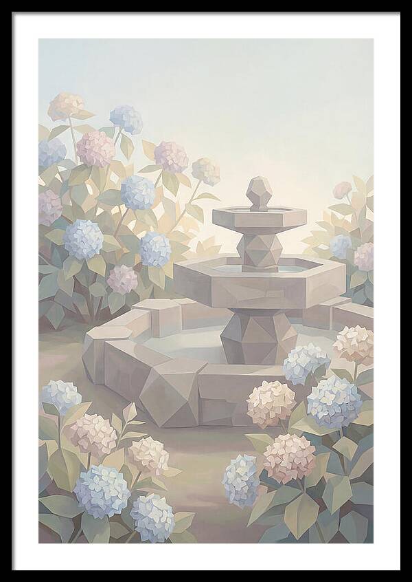 Stone Fountain Surrounded By Blooms