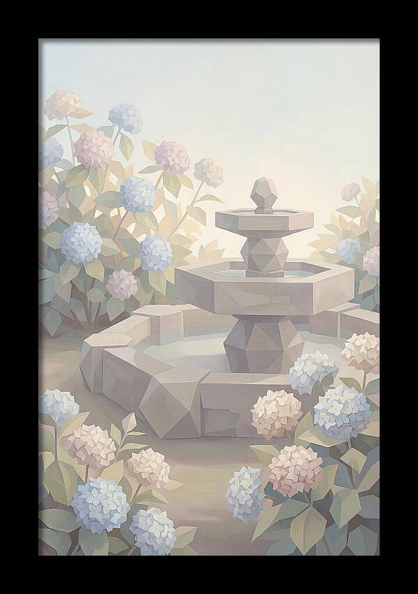 Stone Fountain Surrounded By Blooms