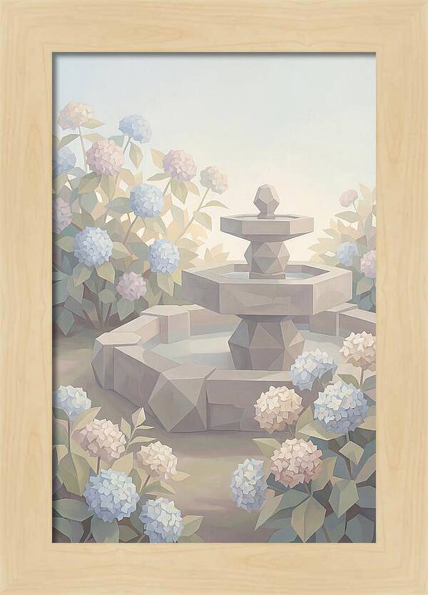 Stone Fountain Surrounded By Blooms