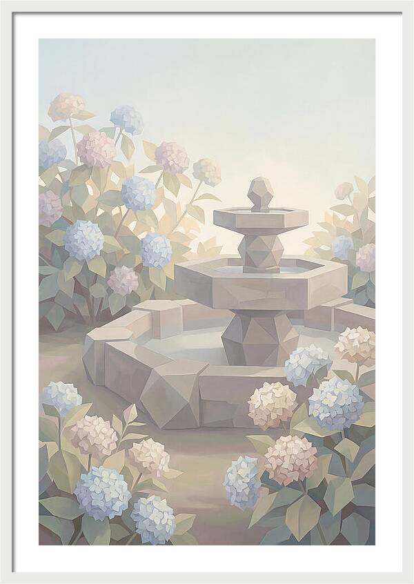 Stone Fountain Surrounded By Blooms