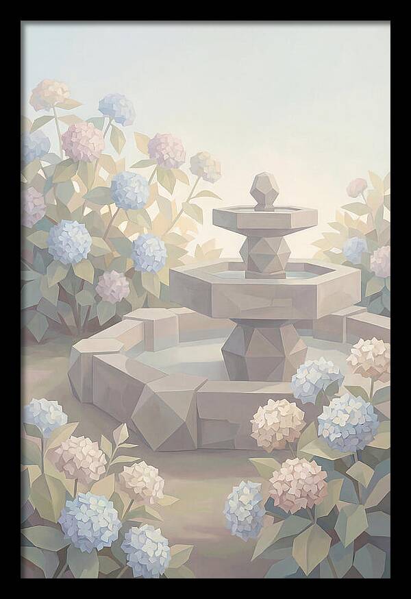 Stone Fountain Surrounded By Blooms