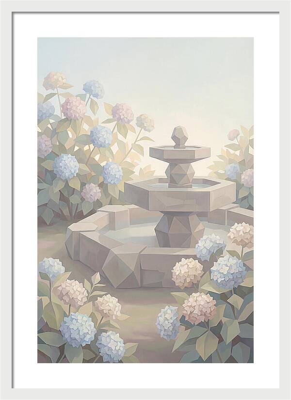 Stone Fountain Surrounded By Blooms