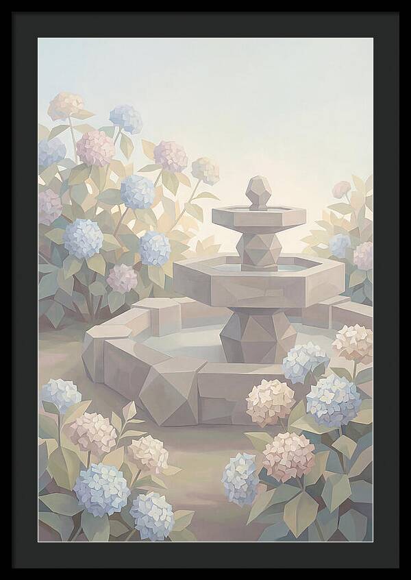 Stone Fountain Surrounded By Blooms