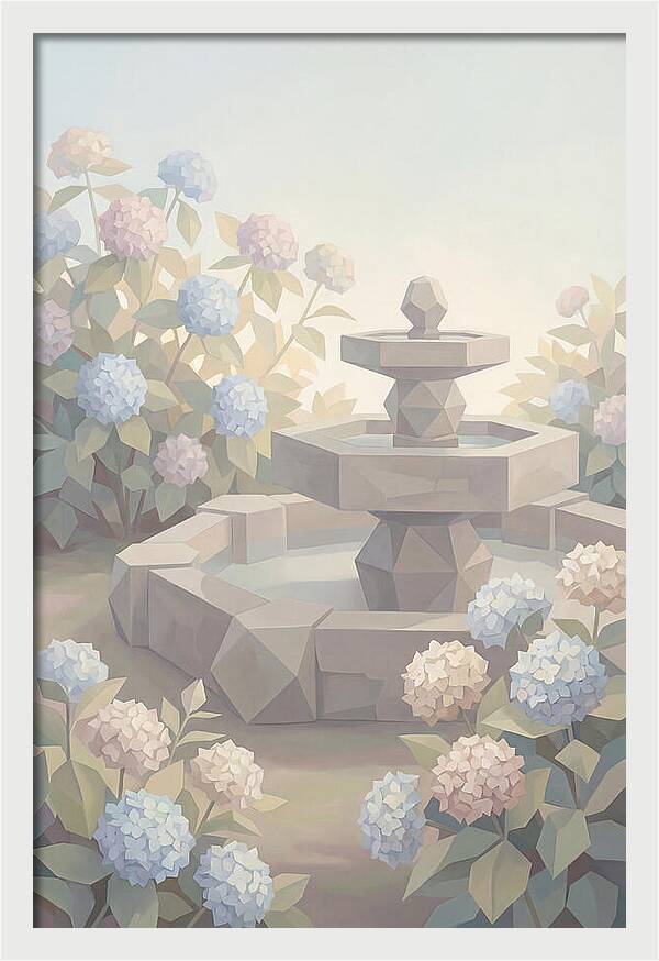 Stone Fountain Surrounded By Blooms
