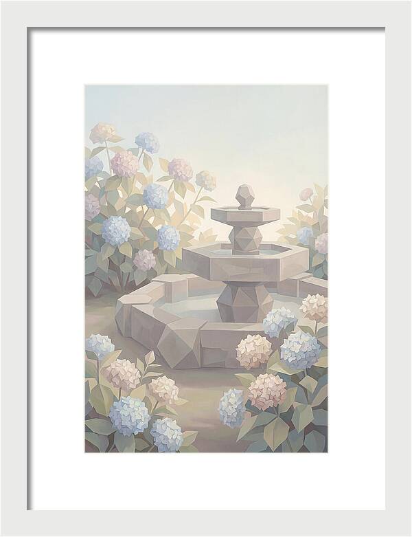 Stone Fountain Surrounded By Blooms